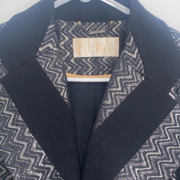 Chloe Metallic Chic Fall Black Blazer Jacket - Picture 4 of 11